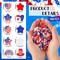 300Pcs Patriotic Polymer Clay Beads, Round Red White Blue Stars Hearts Circles Butterflies Hats Rainbows 4th of July American Flag Spacer Beads for Bracelet Necklace Making Earrings Craft